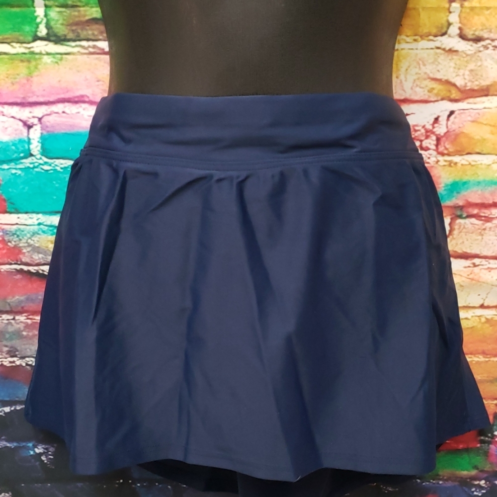 New coastal blue swim skort navy lg